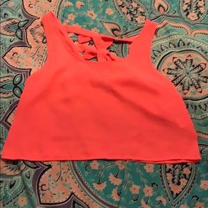 Hot pink top bow open back super cute